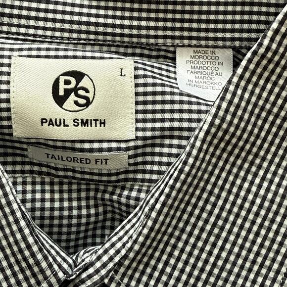 Paul Smith Button Up Long Sleeve Shirt Tailored Fit Black Check Blue Wrist Large - Picture 5 of 8